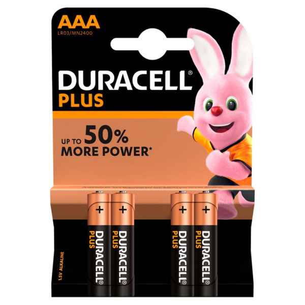 Duracell Plus Power Type AAA Alkaline Batteries, Pack of 4